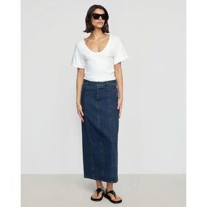 Modern Citizen Women's Blue Denim Maxi riley Skirt Long Panel Detail n2